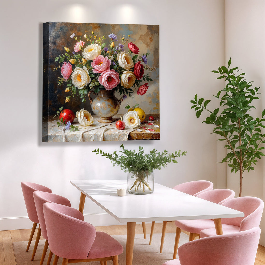 Summer Bloom Vase Wall Art | Floral Still Life Canvas Print