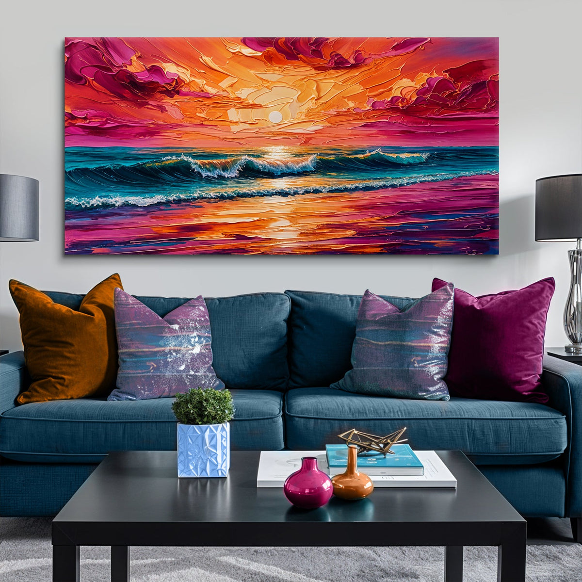 Coastal Sunset Wall Art | Panoramic Seascape Canvas Print