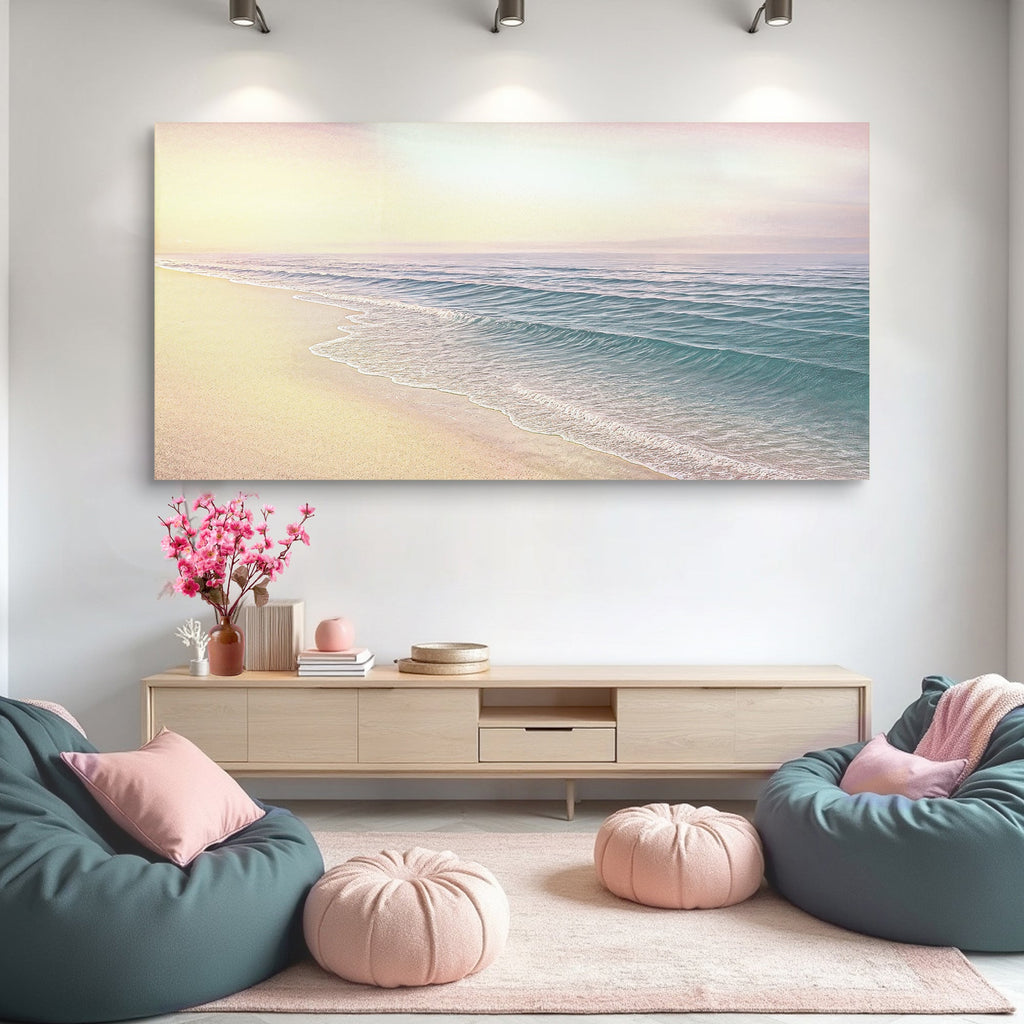 Beachside Bliss Coastal Wall Art | Panoramic Beach Canvas Print