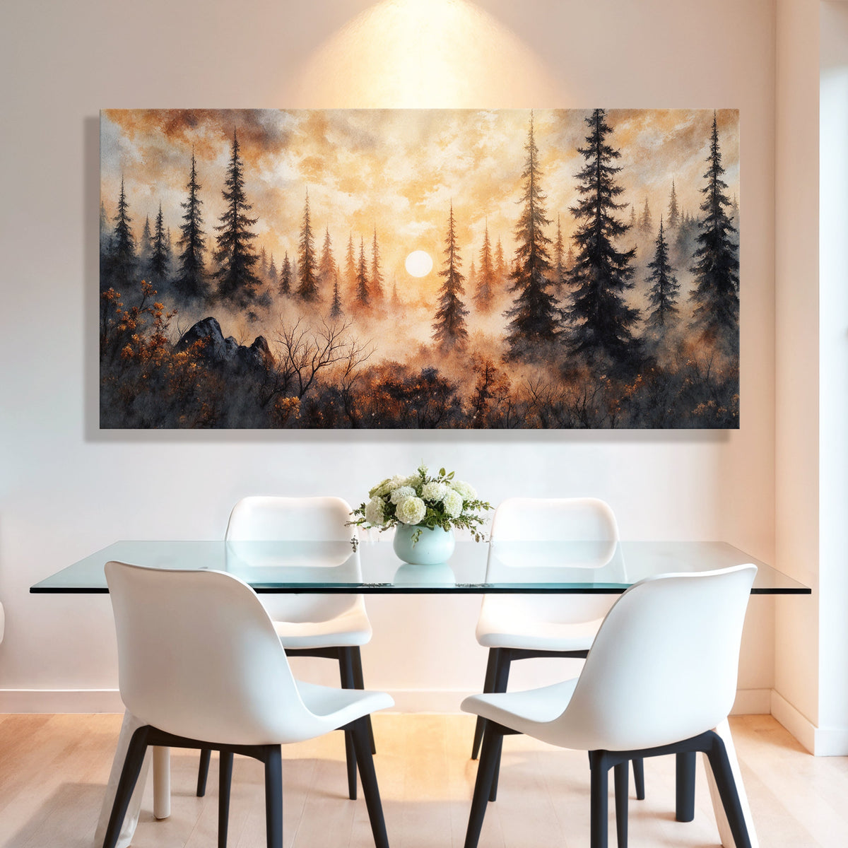Rustic Forest Sunset Wall Art | Nature Canvas Print