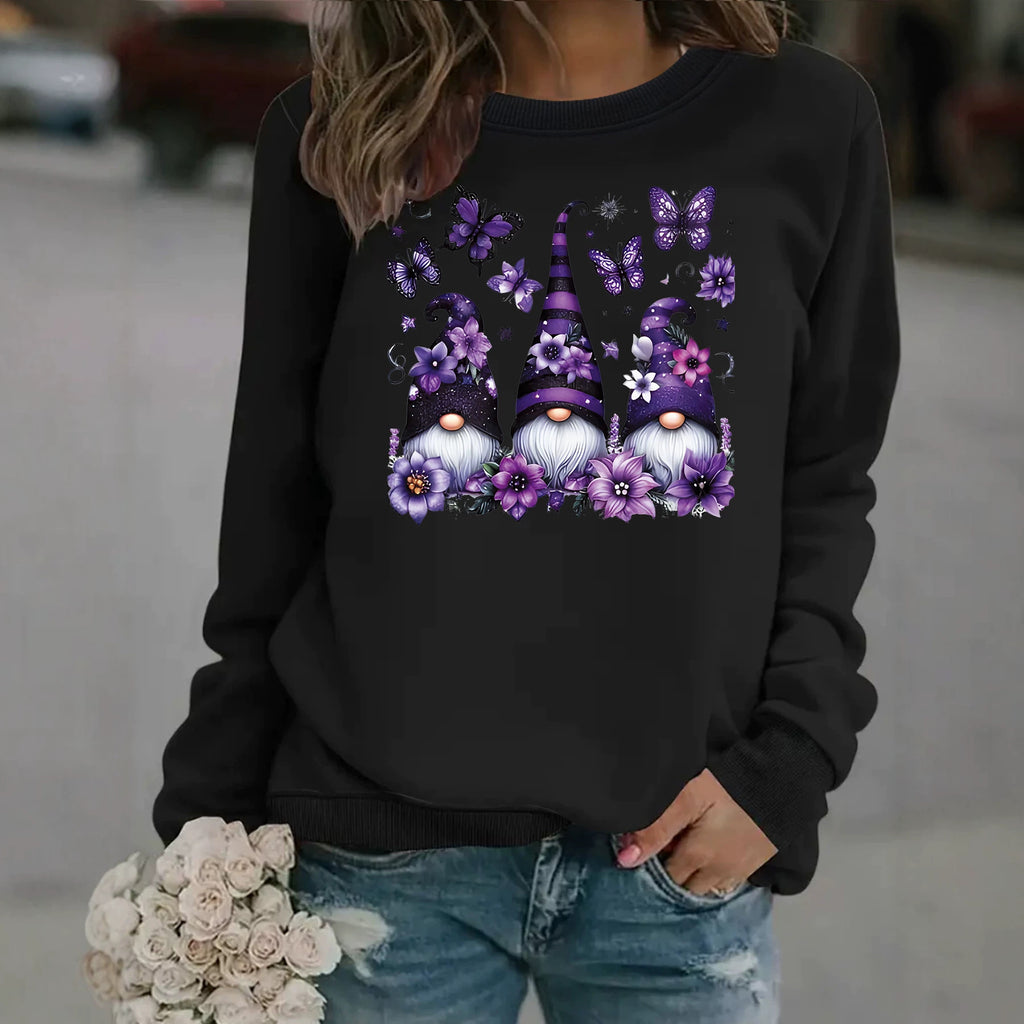 Women's Round-Neck Lantern Sleeve Sweatshirt