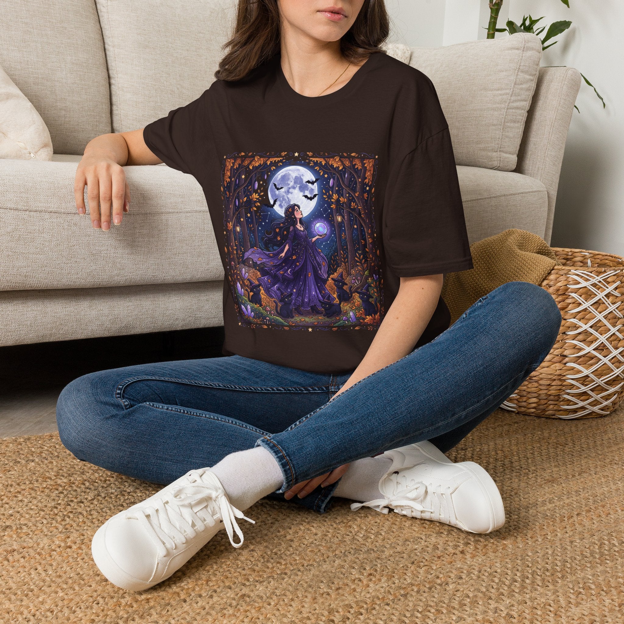 Moonlit Witch T-Shirt — Mystical Forest Pagan Tee