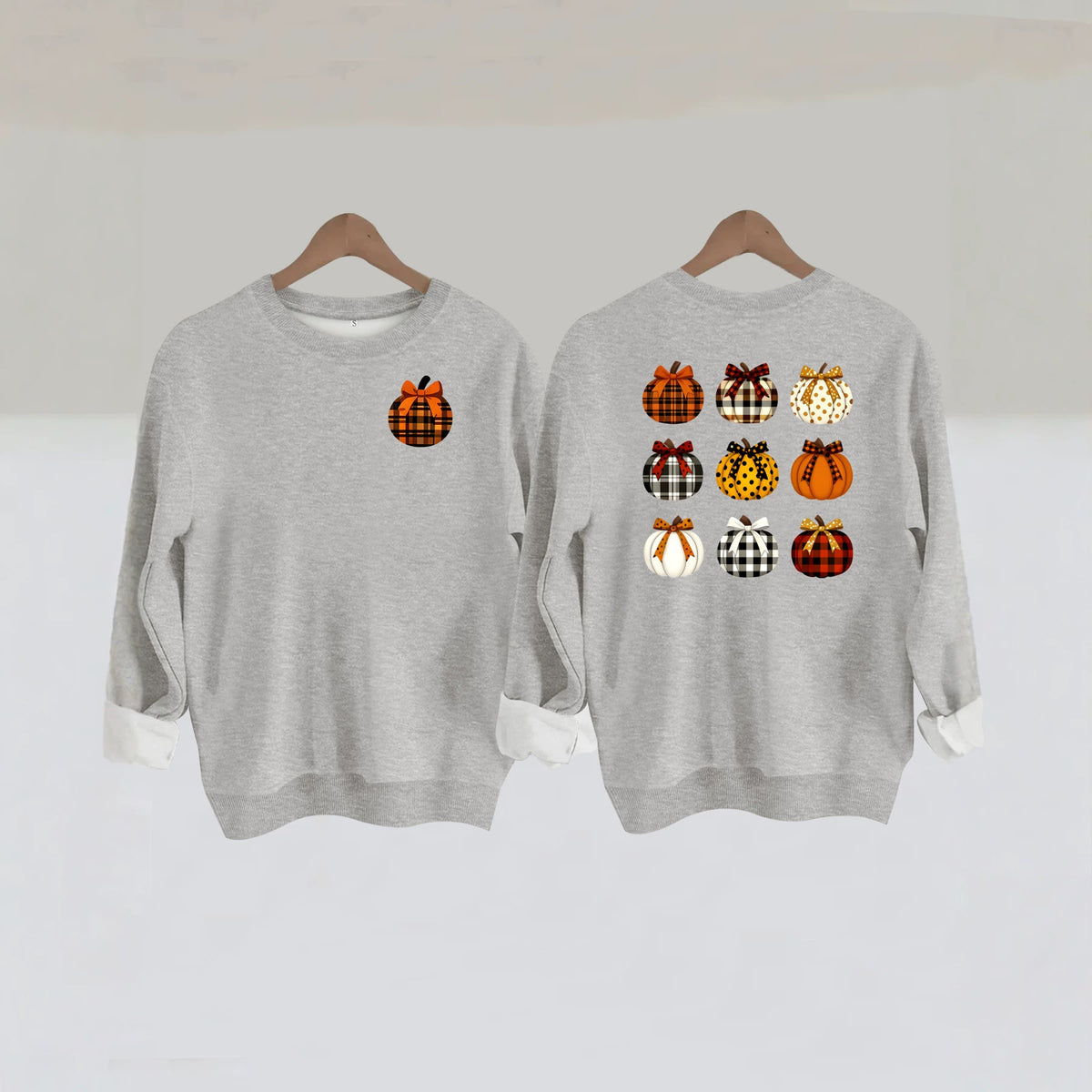 Patterned Pumpkin Front & Back Sweatshirt