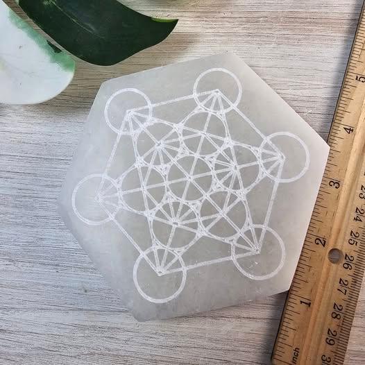 Metatron’s Cube Selenite Charging Plate