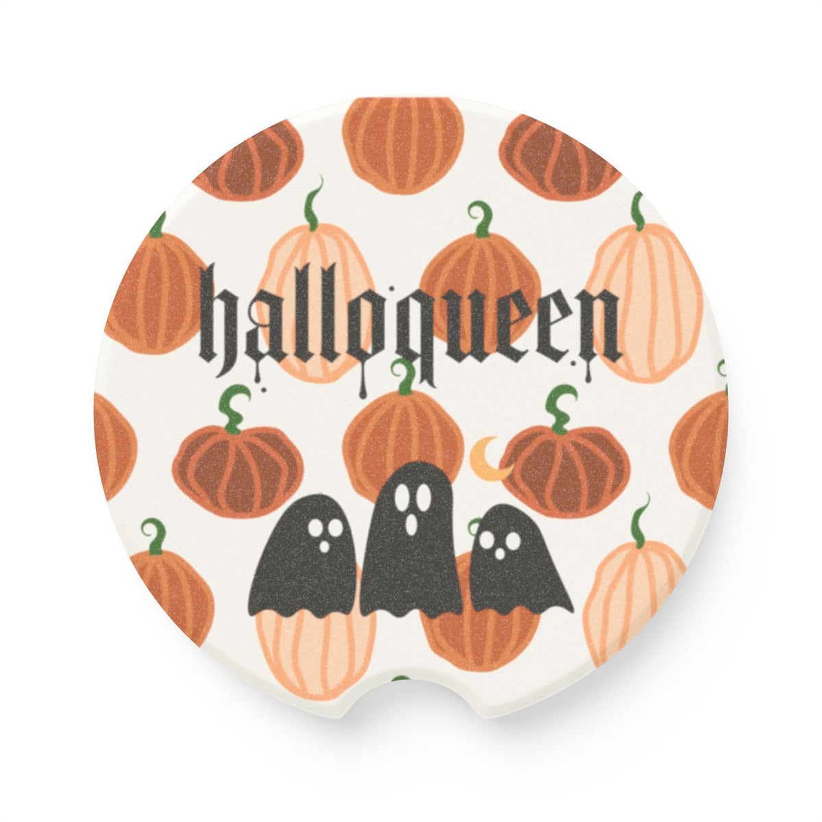 Hallowqueen Pumpkin Ghost Soapstone Car Coaster