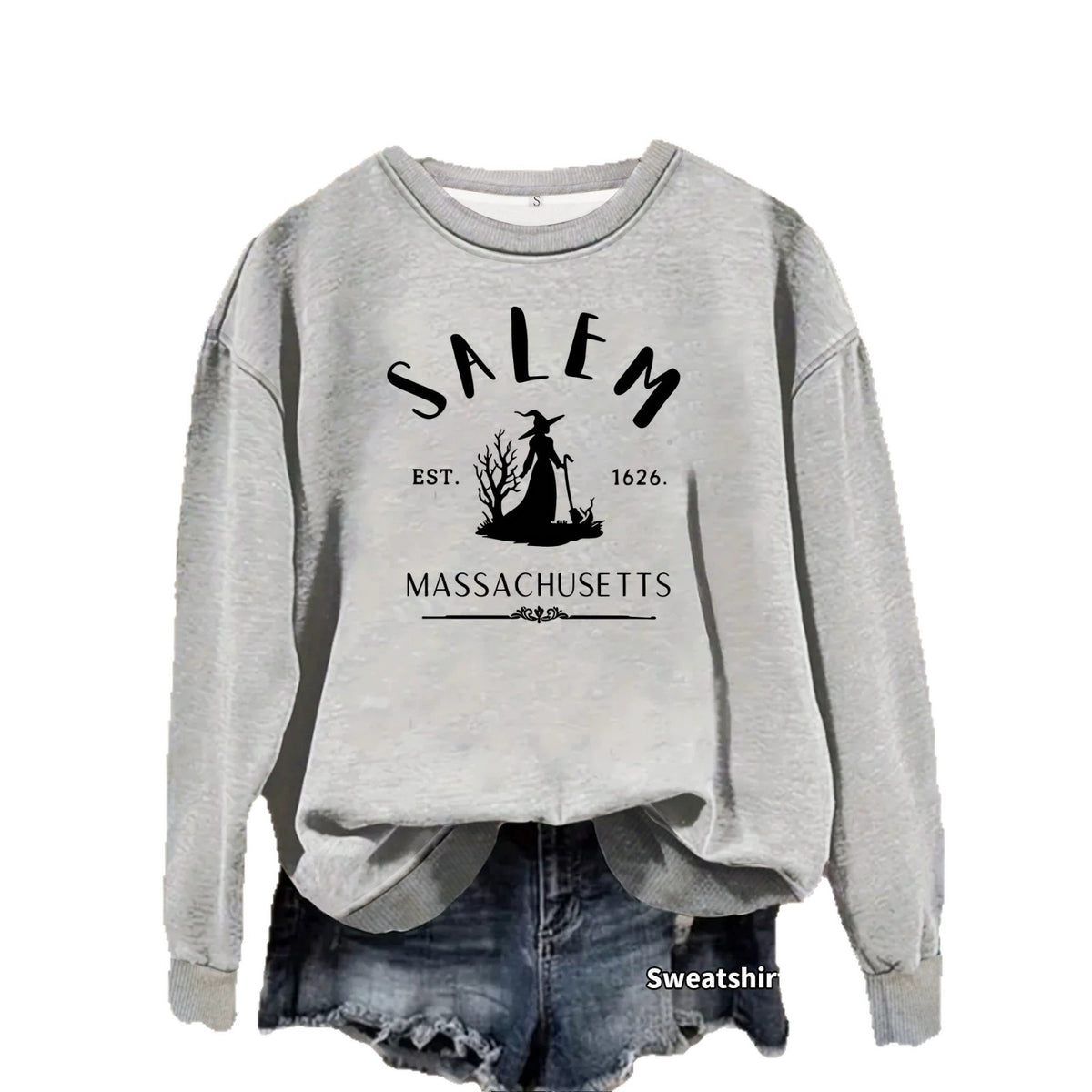 Salem Massachusetts Witch Print Sweatshirt