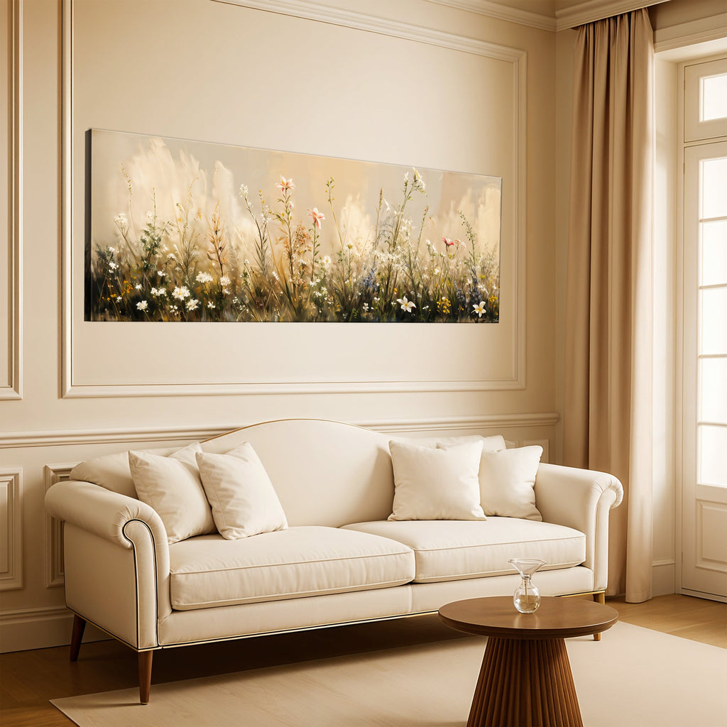 Flower Field Wall Art | Abstract Landscape Canvas Print