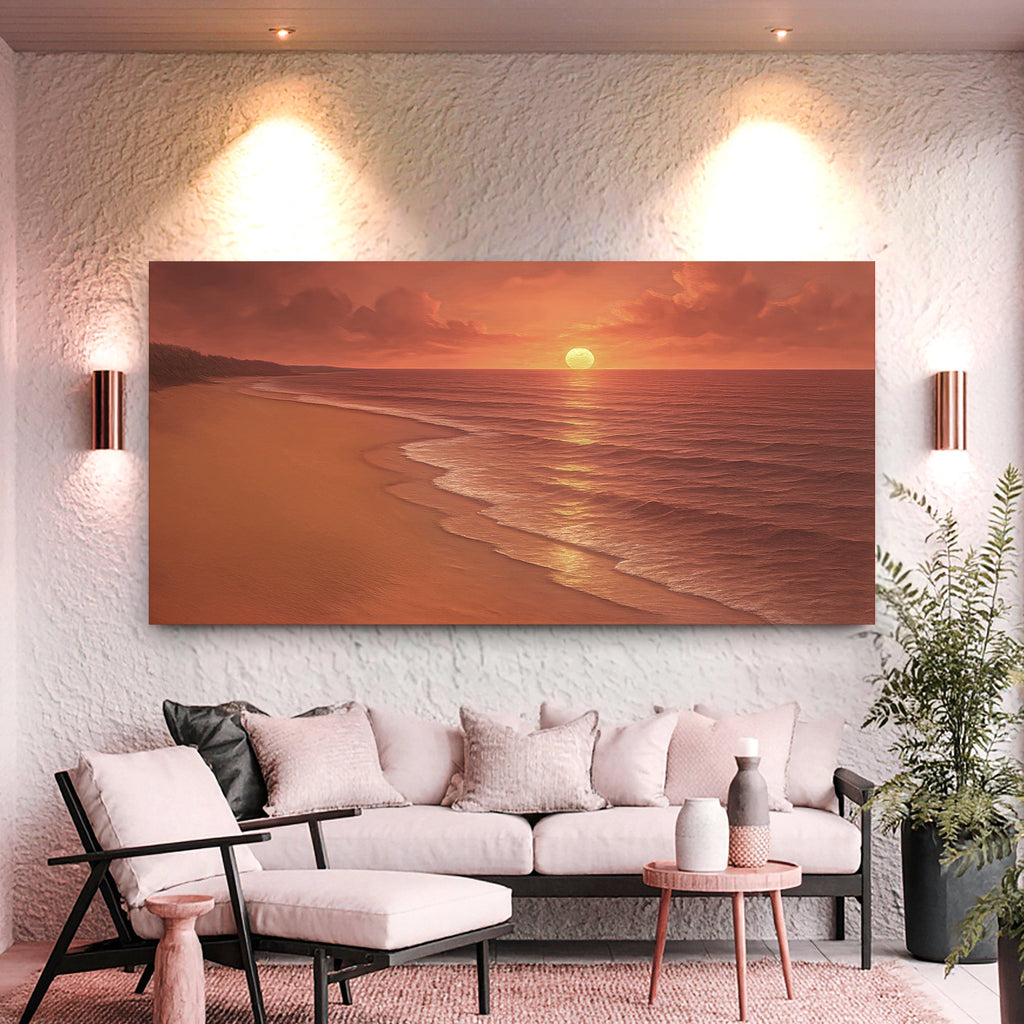 Beach Shoreline Coastal Wall Art VII | Panoramic Seascape Canvas