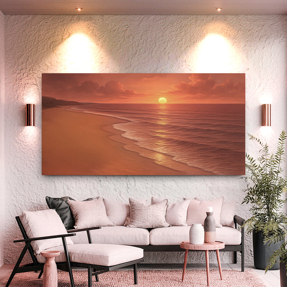 Beach Shoreline Coastal Wall Art VII | Panoramic Seascape Canvas