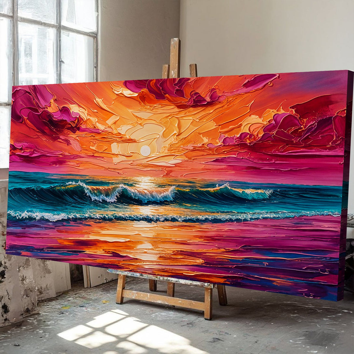 Coastal Sunset Wall Art | Panoramic Seascape Canvas Print