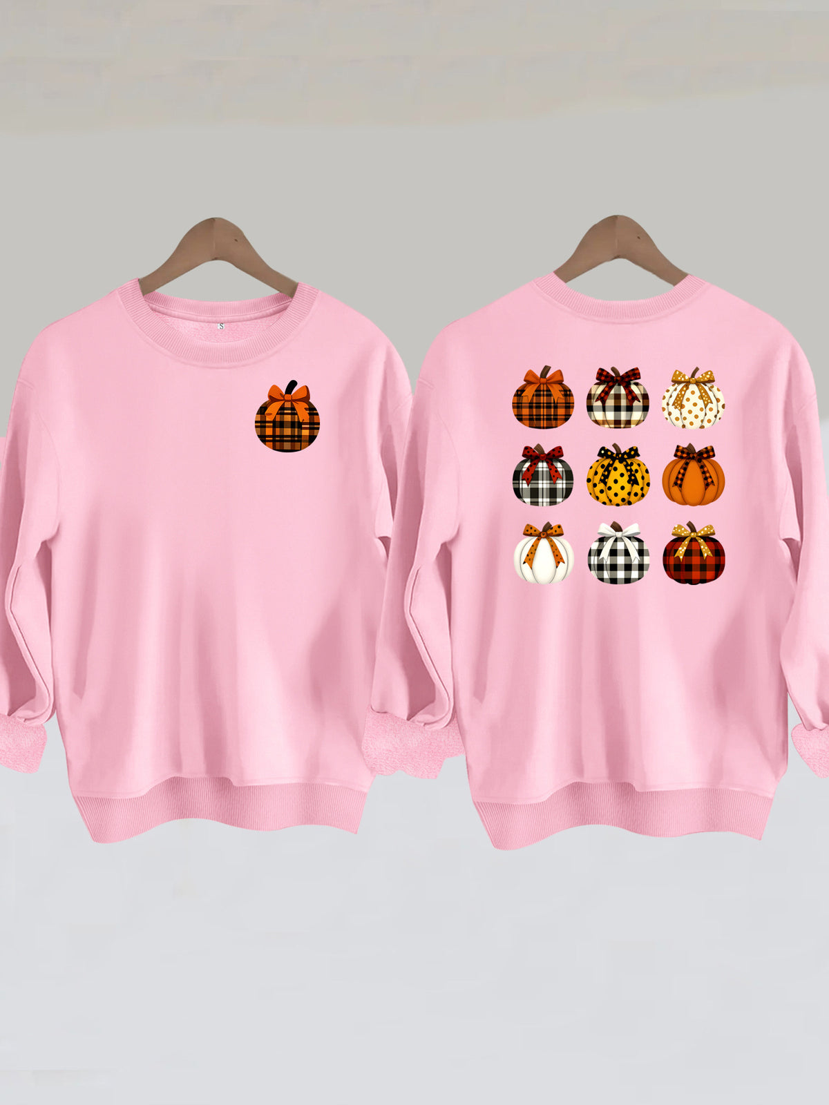 Patterned Pumpkin Front & Back Sweatshirt