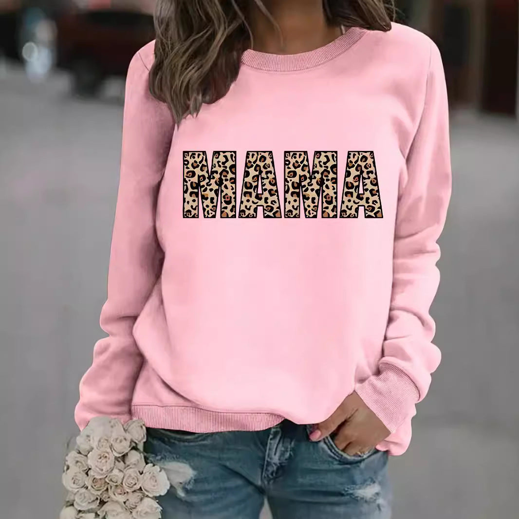 MAMA leopard print pullover sweatshirt