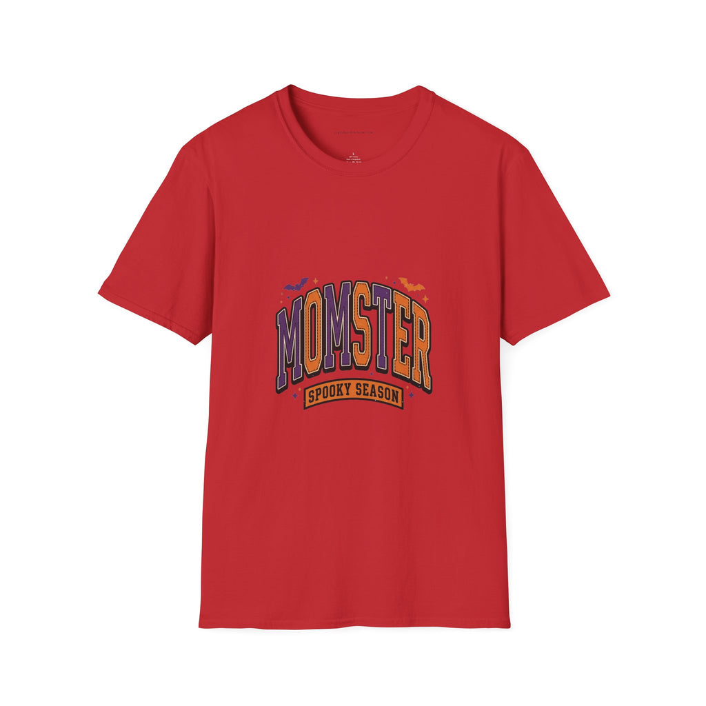 Momster Spooky Season T-Shirt — Purple & Orange Bat Graphic Tee