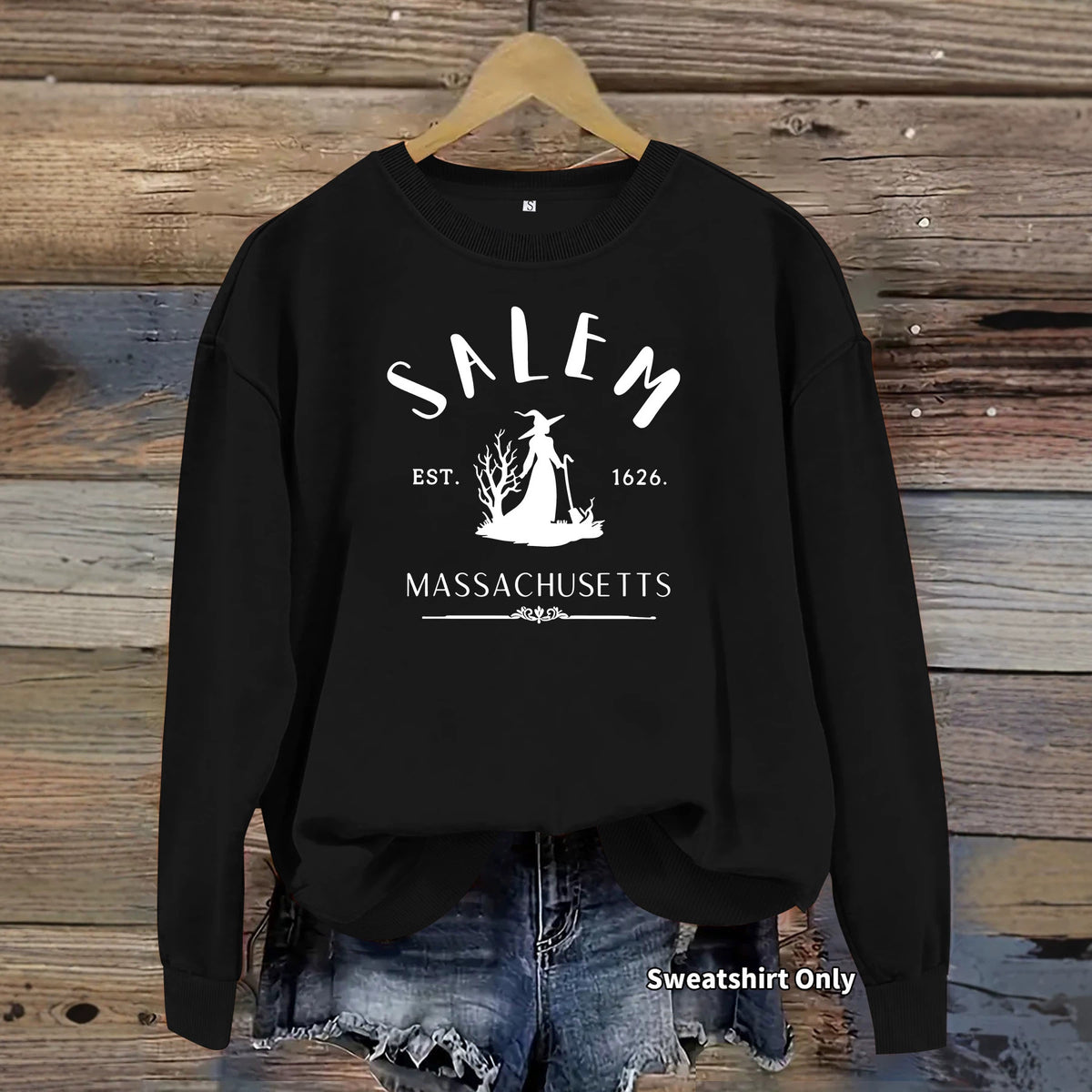 Salem Massachusetts Witch Print Sweatshirt
