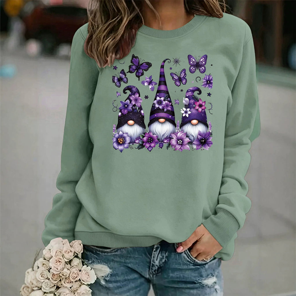 Women's Round-Neck Lantern Sleeve Sweatshirt