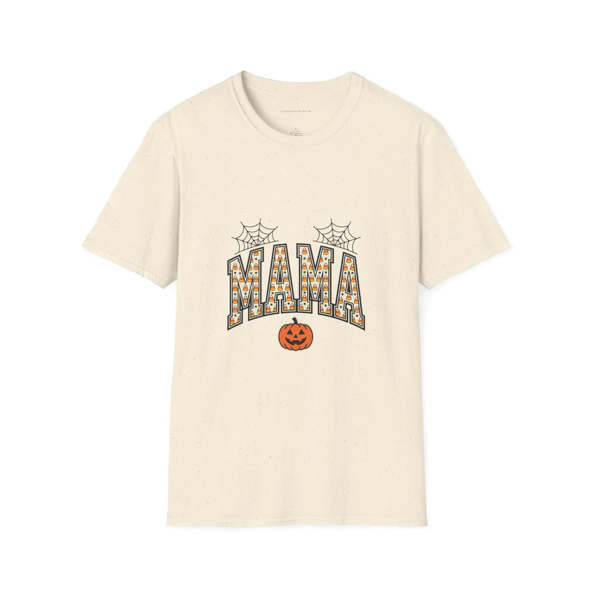 MAMA Halloween T-Shirt — Candy Corn Letters, Spiderwebs & Jack-O-Lantern Tee