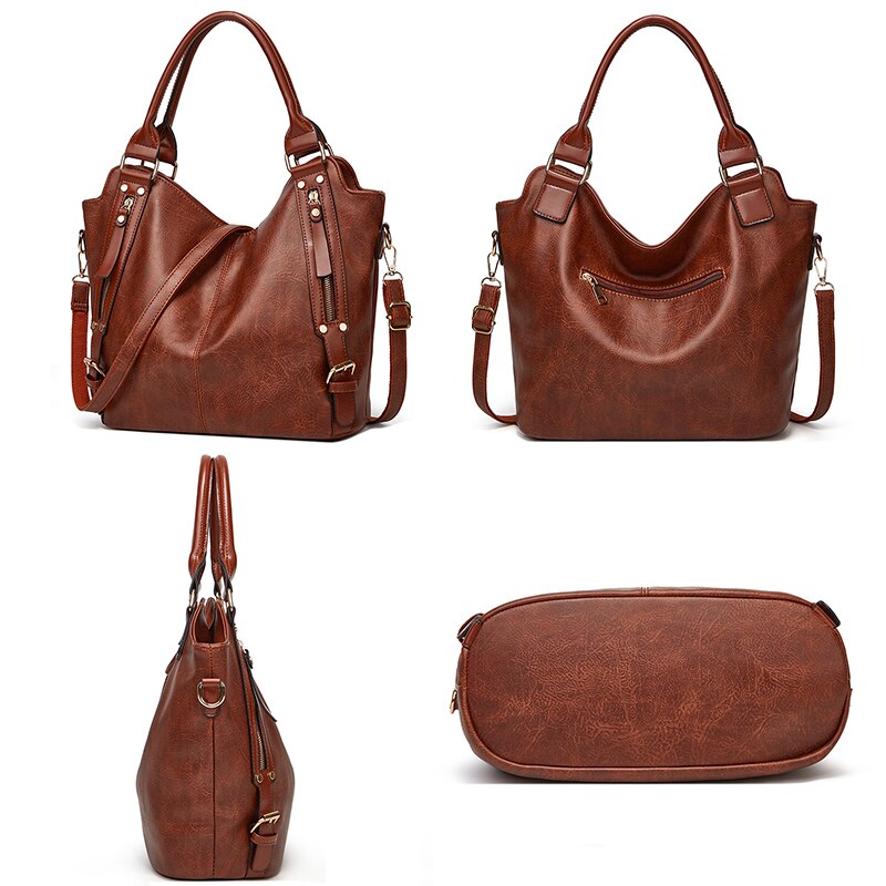 Side-Pocket PU Tote Bag