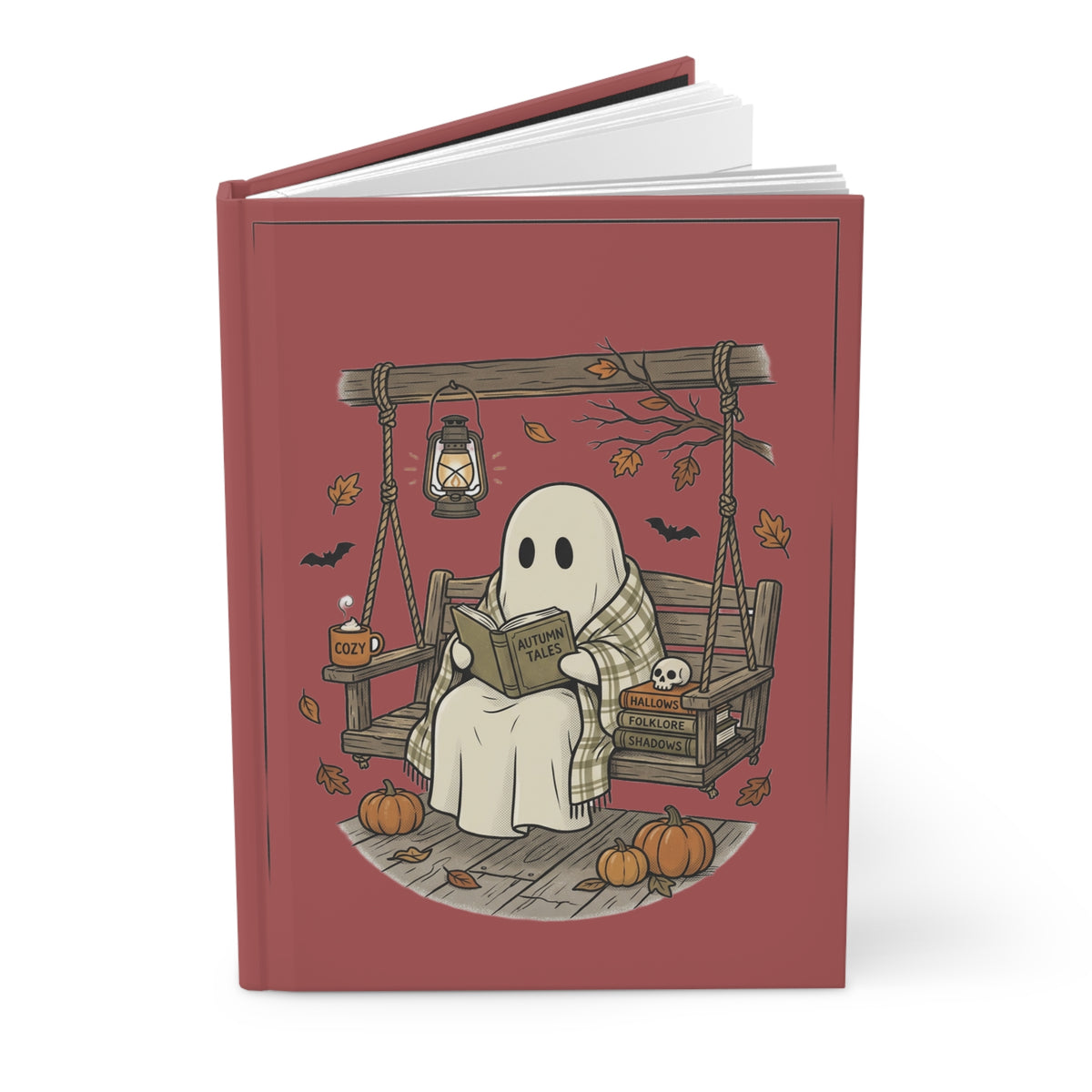 Spooky Ghost Autumn Reading Hardcover Journal