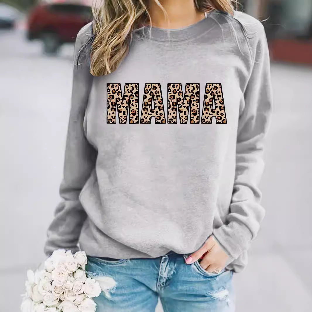 MAMA leopard print pullover sweatshirt