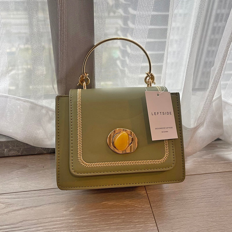 LEFTSIDE Leather Mini Crossbody Bags for Women Summer Shoulder Bag with Short Handle Female Phone Purses and Handbags