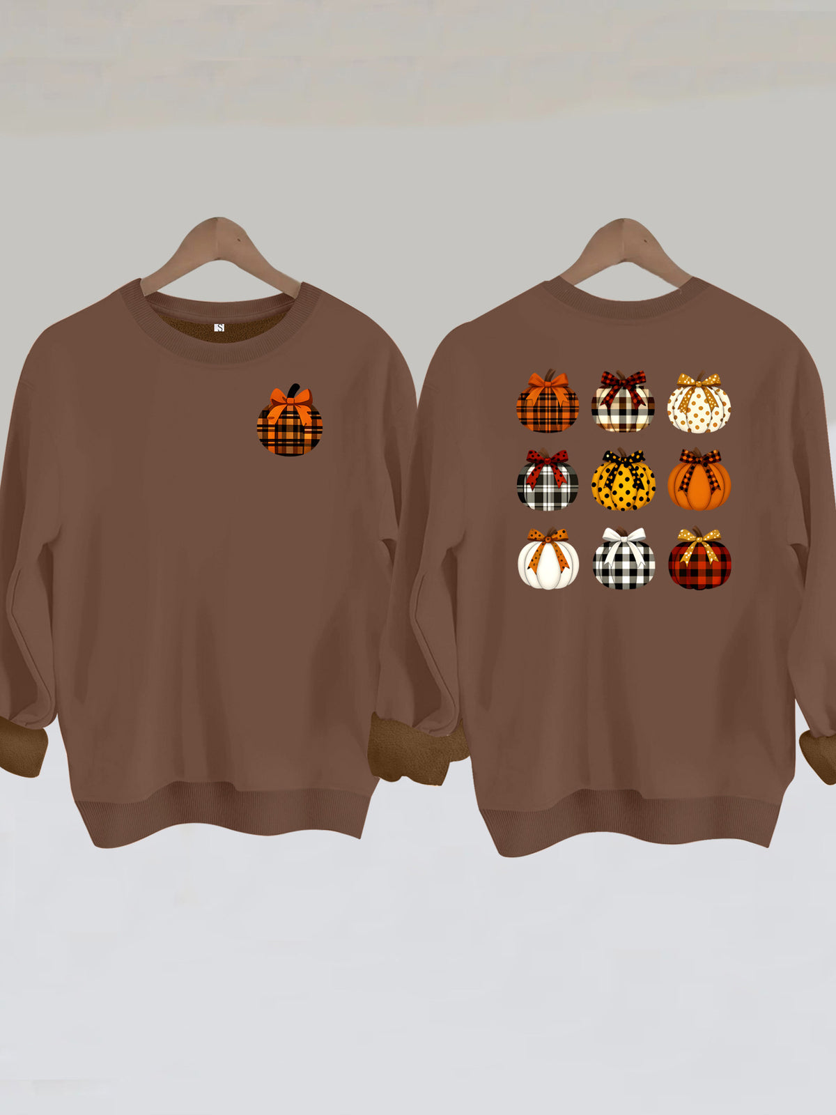 Patterned Pumpkin Front & Back Sweatshirt