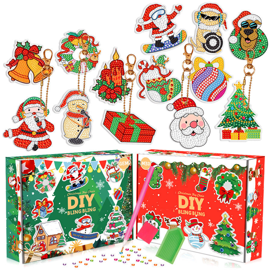 Christmas Diamond Painting Keychain Set | DIY Ornaments