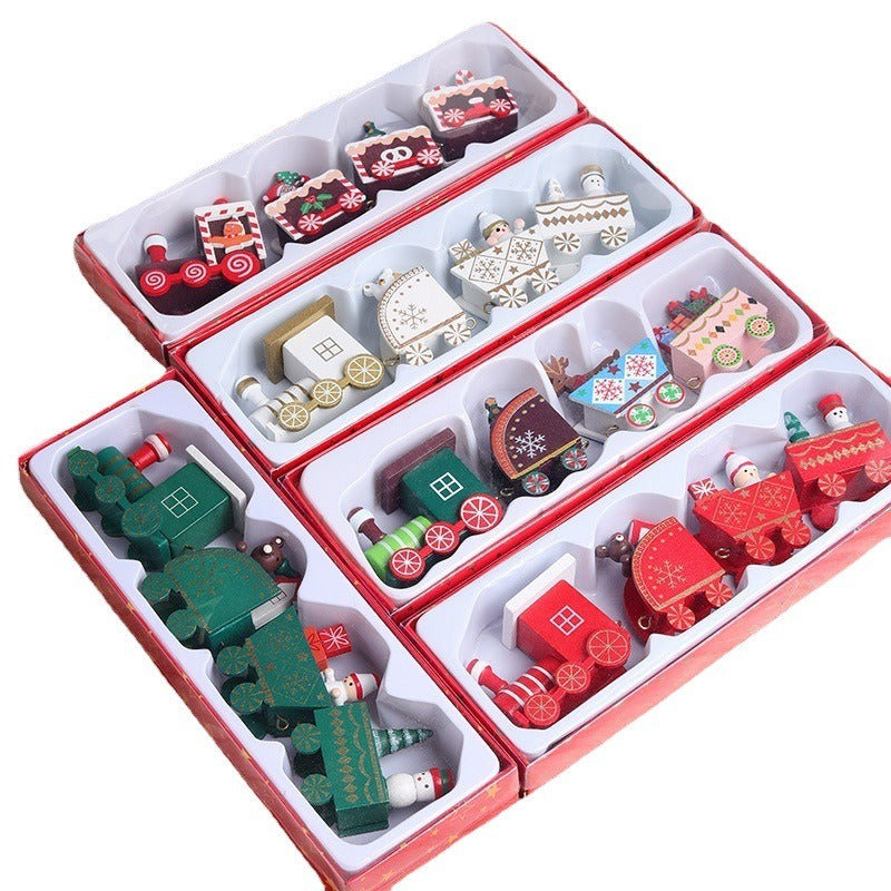 Wooden Christmas Train Tabletop Decoration