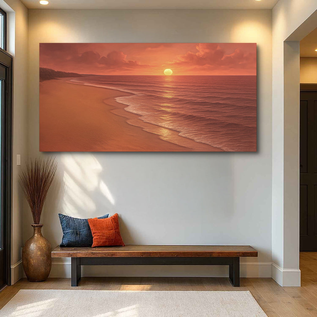 Beach Shoreline Coastal Wall Art VII | Panoramic Seascape Canvas