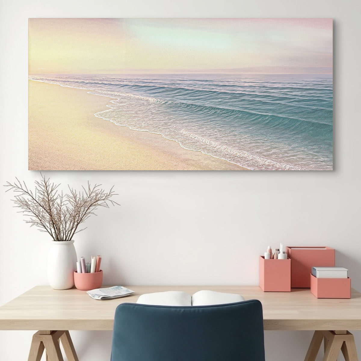 Beachside Bliss Coastal Wall Art | Panoramic Beach Canvas Print