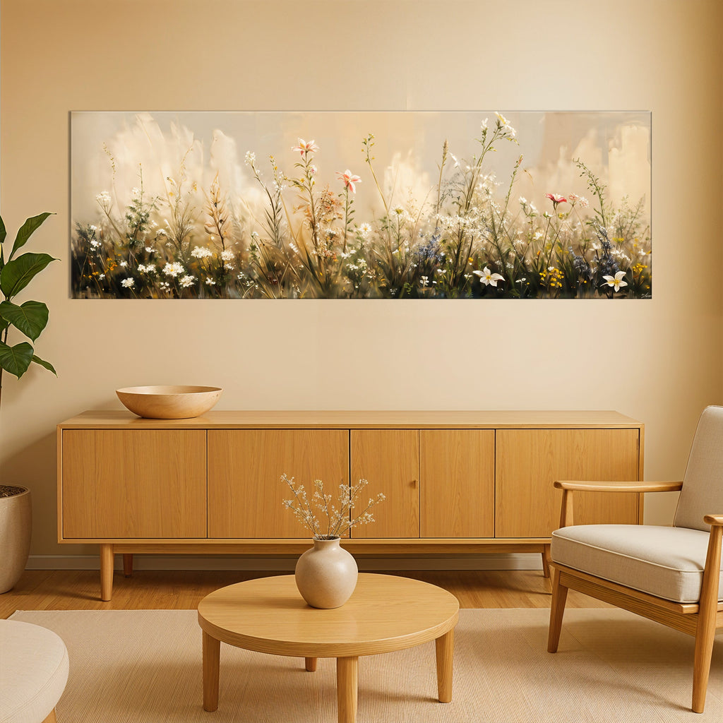 Flower Field Wall Art | Abstract Landscape Canvas Print