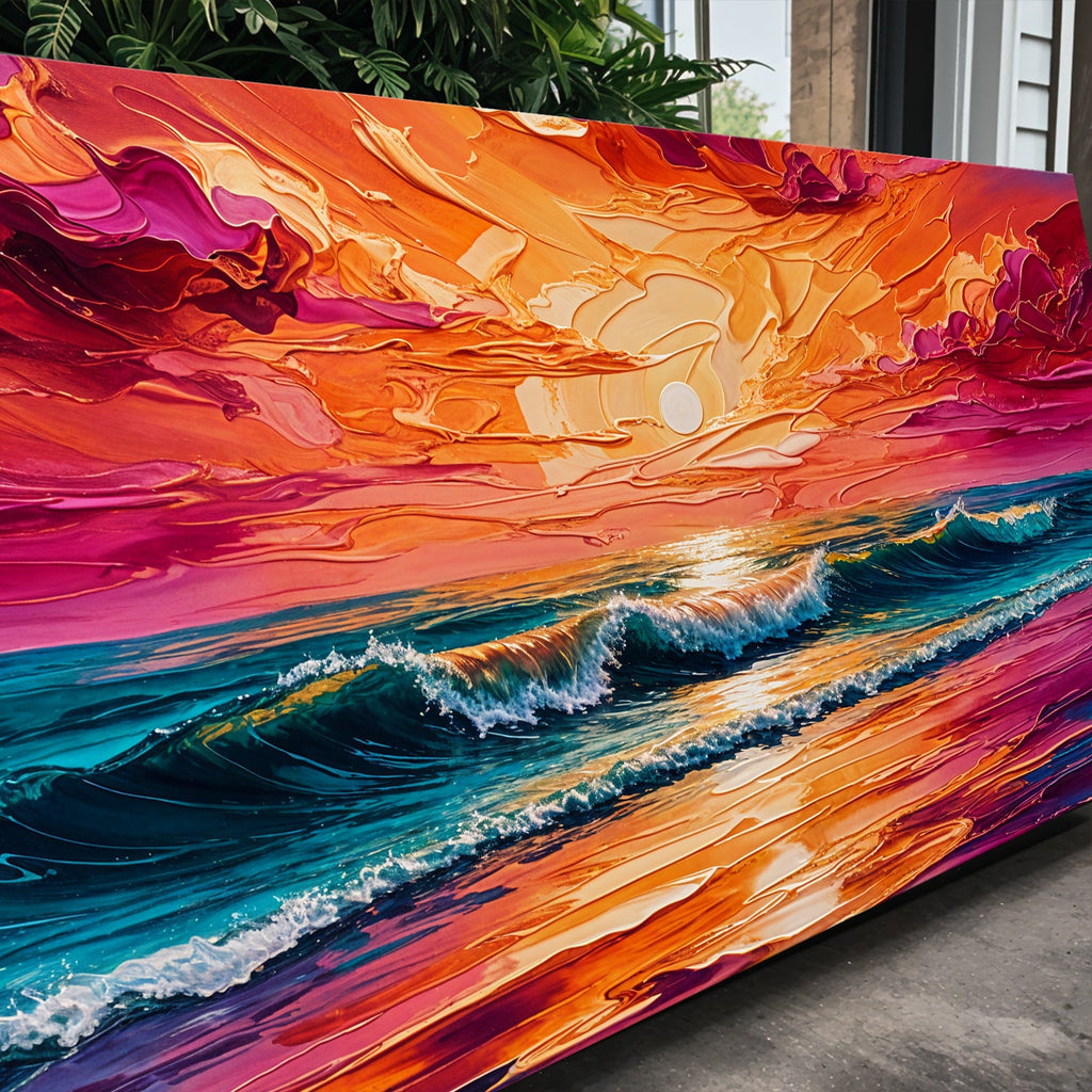Coastal Sunset Wall Art | Panoramic Seascape Canvas Print