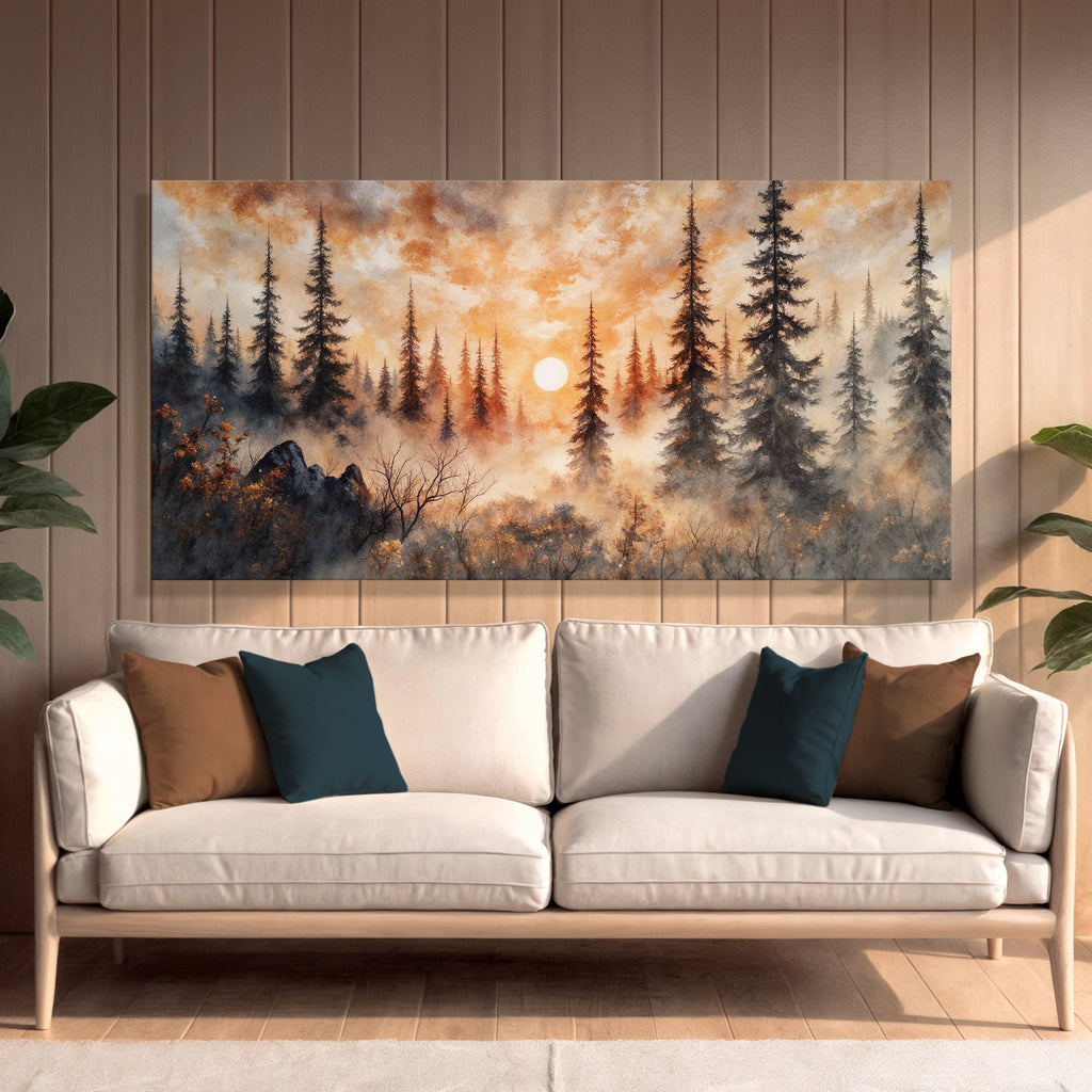 Rustic Forest Sunset Wall Art | Nature Canvas Print