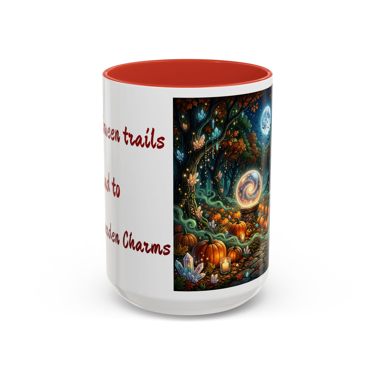 Halloween Crystal Ball Forest Mug — "All Halloween Trails Lead to Crystal Garden Charms" — Original Design