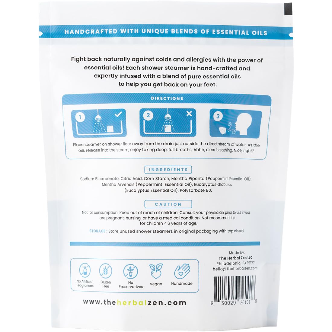 The Herbal Zen Cold Kicker Shower Steamers Aromatherapy Relief - 10 Pack