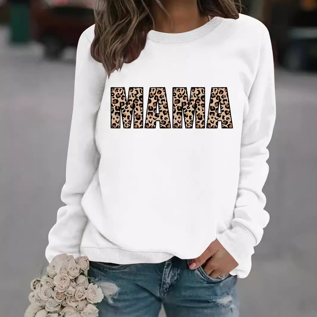 MAMA leopard print pullover sweatshirt