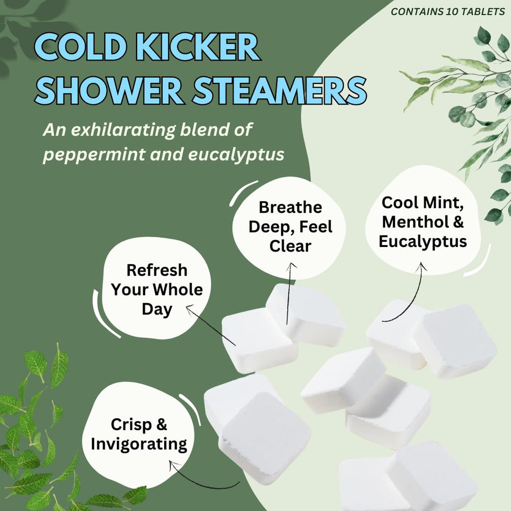 The Herbal Zen Cold Kicker Shower Steamers Aromatherapy Relief - 10 Pack