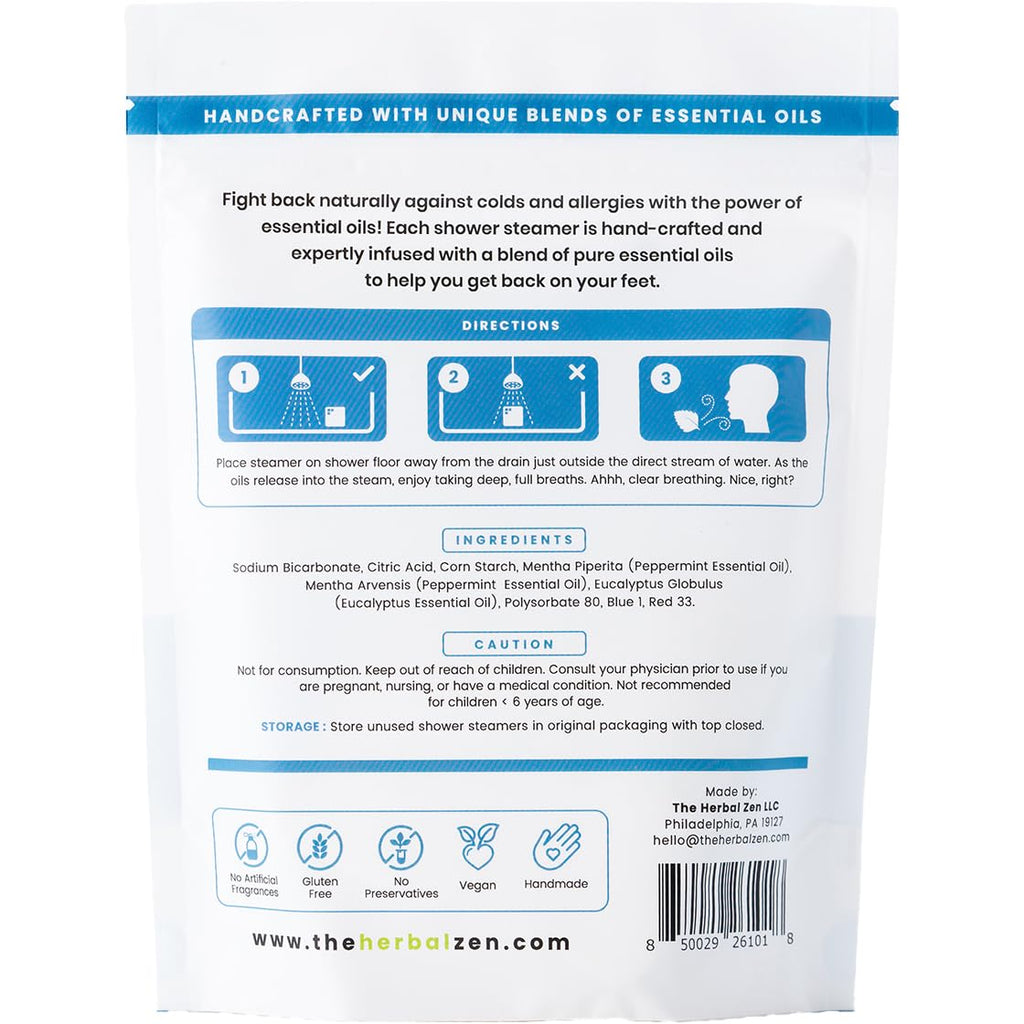 The Herbal Zen Cold Kicker Shower Steamers Aromatherapy Relief - 10 Pack