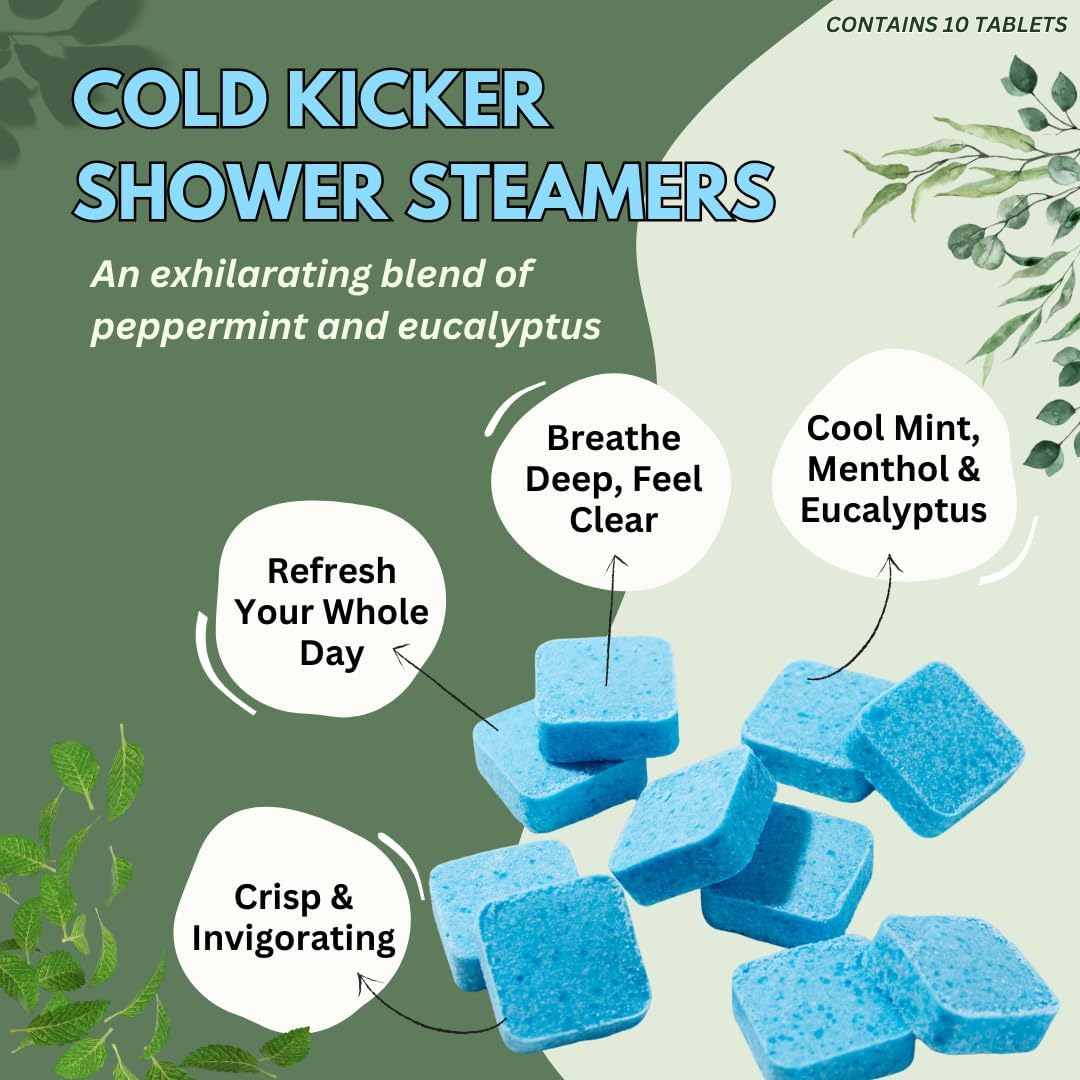 The Herbal Zen Cold Kicker Shower Steamers Aromatherapy Relief - 10 Pack