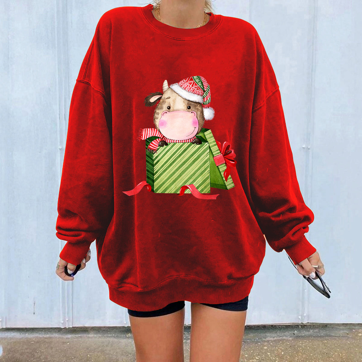 Christmas Cow Gift Box Sweatshirt