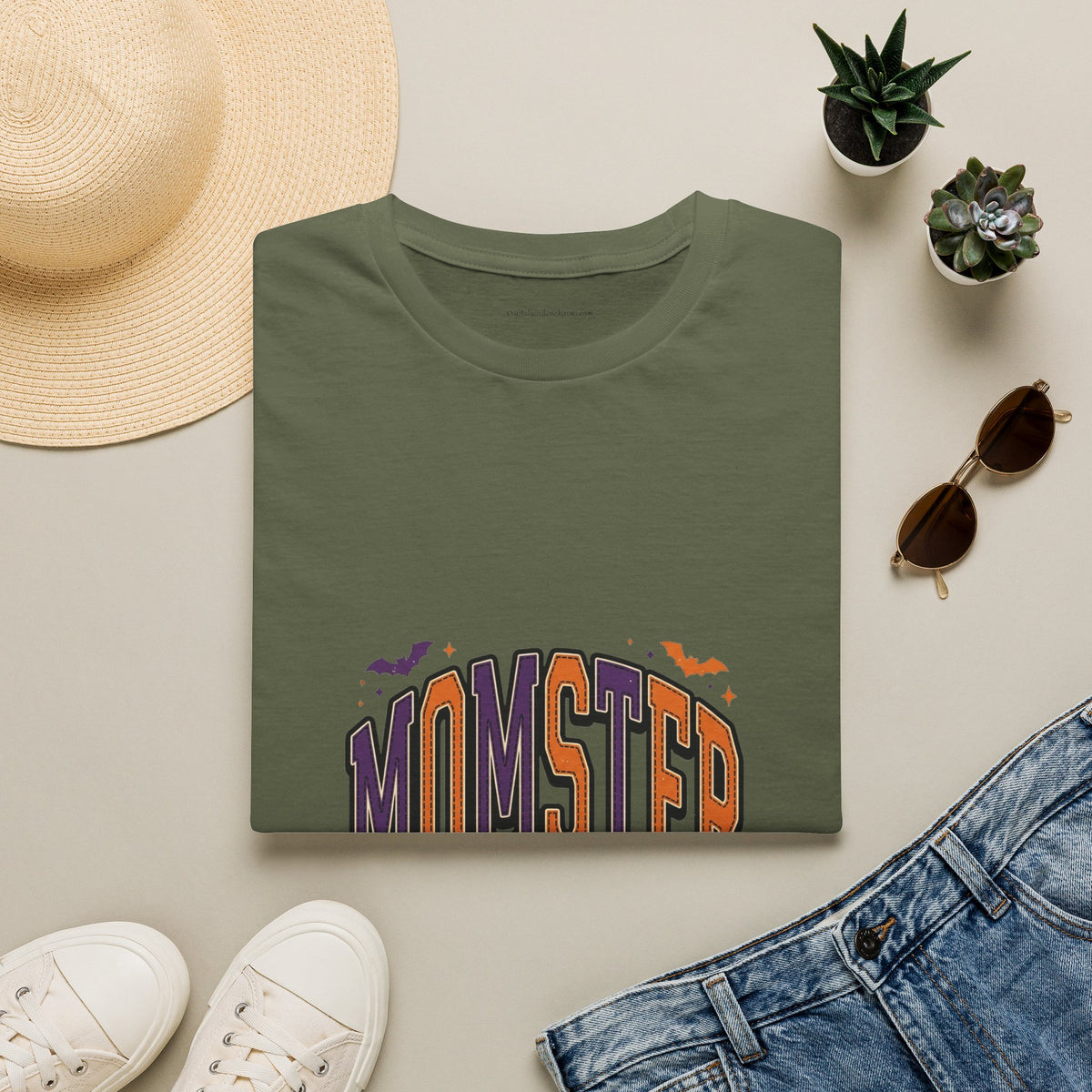 Momster Spooky Season T-Shirt — Purple & Orange Bat Graphic Tee