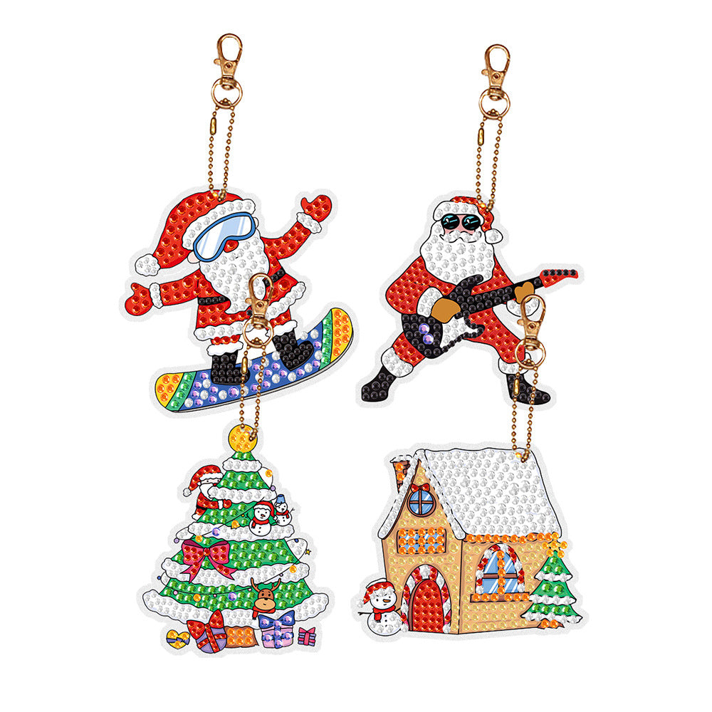 Christmas Diamond Painting Keychain Set | DIY Ornaments