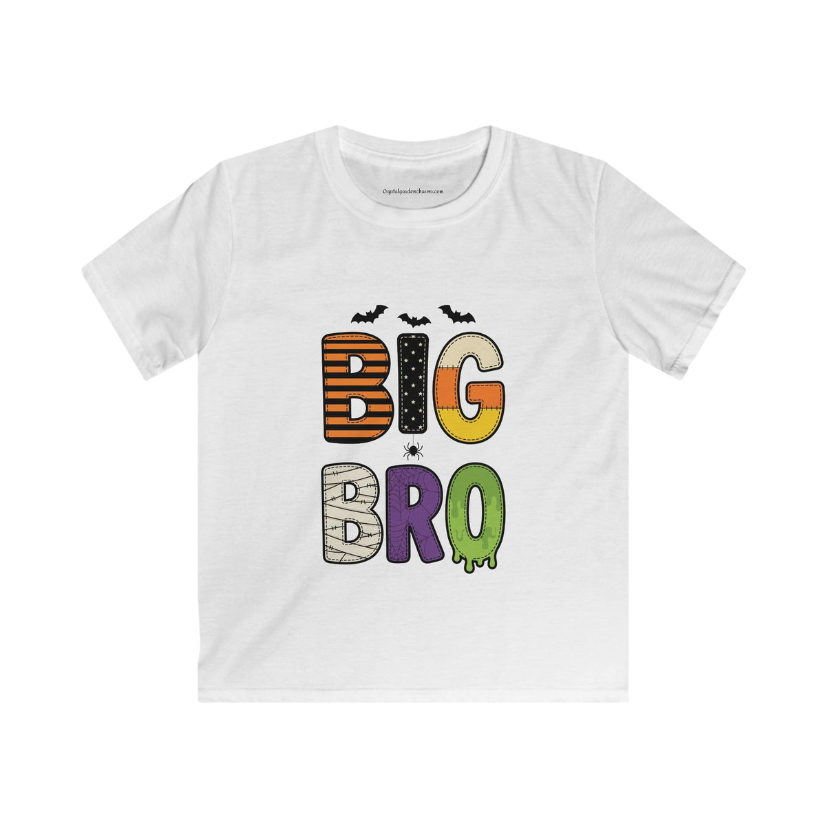 Big Bro Kids Halloween T-Shirt — Bats & Spooky Colors Graphic Tee