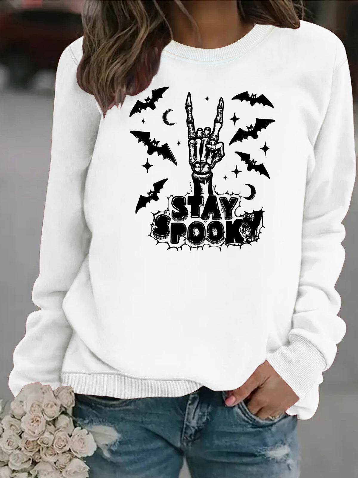 Stay Spooky Skeleton Hand Long Sleeve Shirt