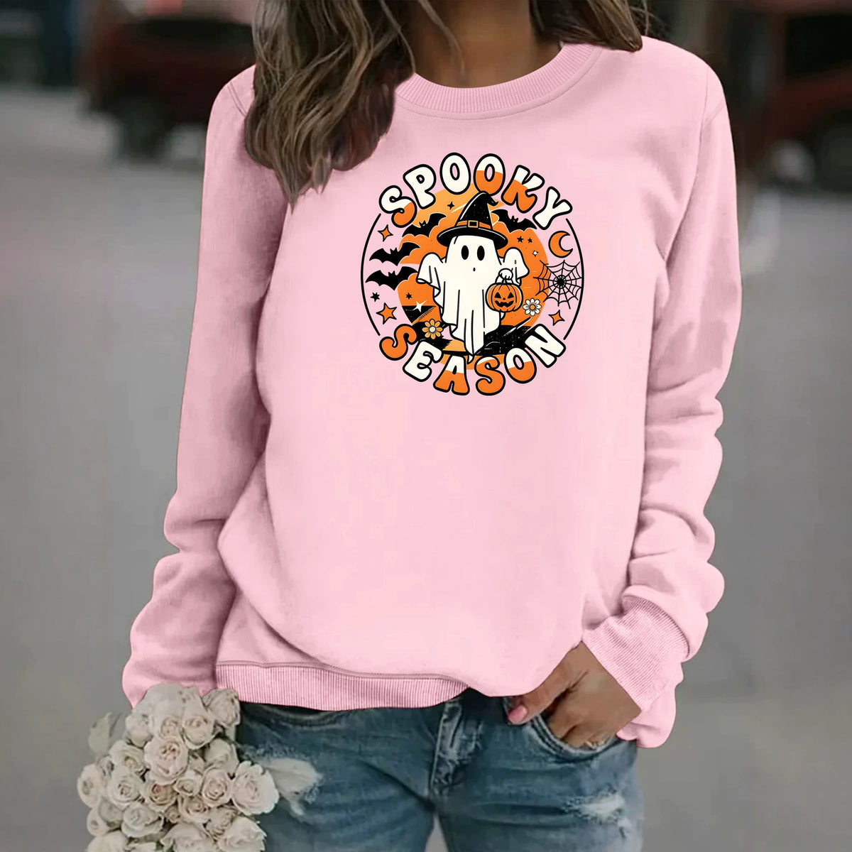 Spooky Season Trick-or-Treat Ghost Sweatshirt