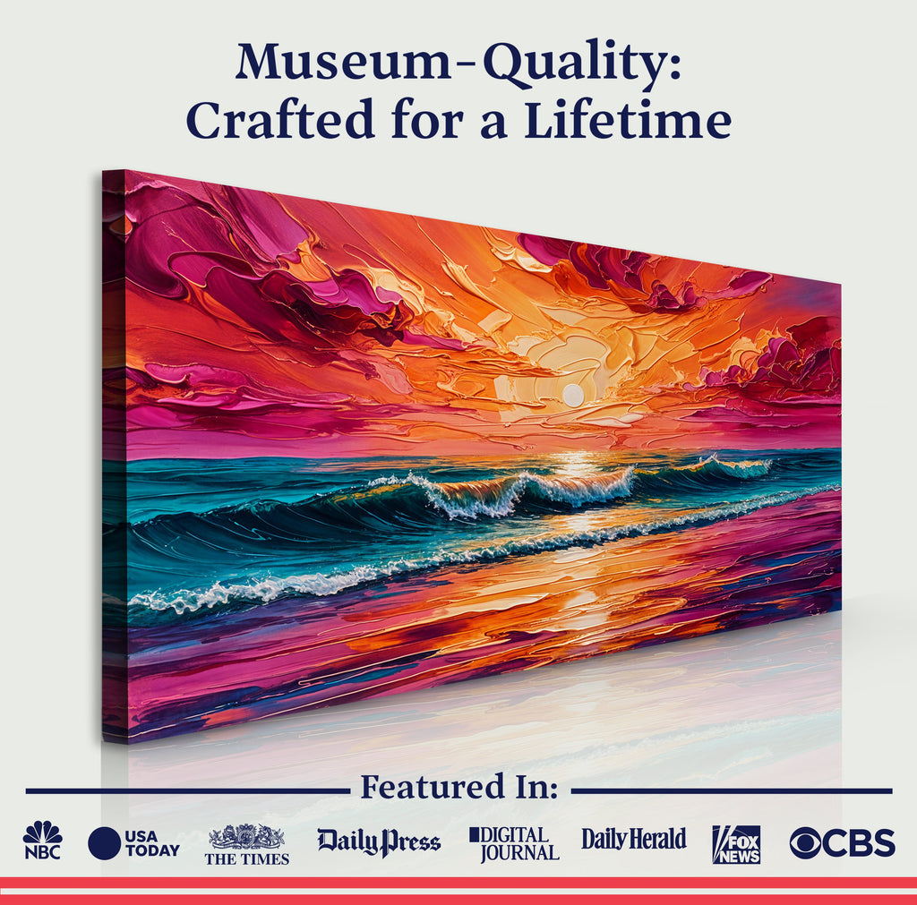 Coastal Sunset Wall Art | Panoramic Seascape Canvas Print