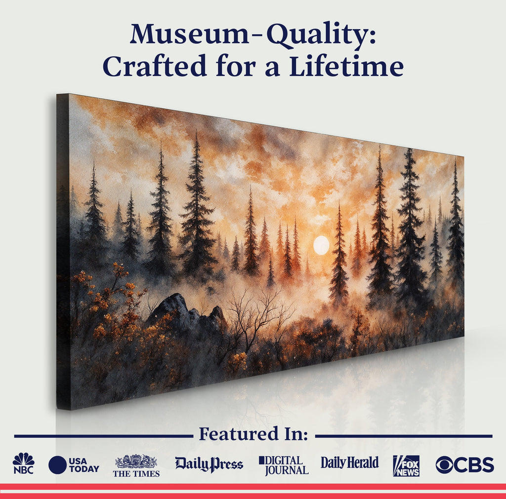 Rustic Forest Sunset Wall Art | Nature Canvas Print