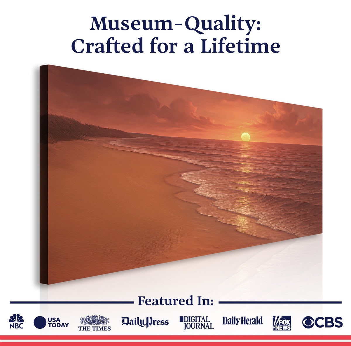 Beach Shoreline Coastal Wall Art VII | Panoramic Seascape Canvas