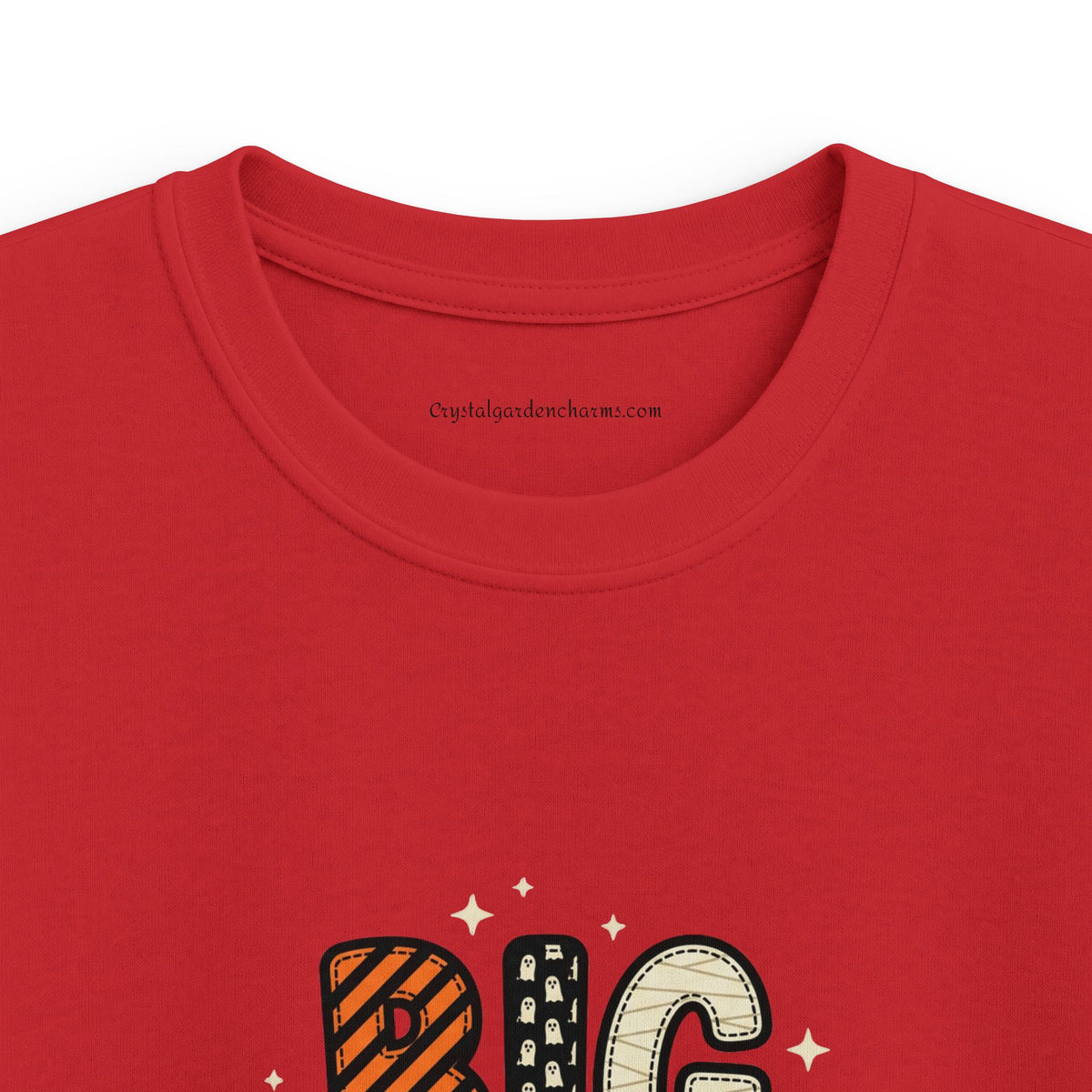 Big Sister Kids Halloween T-Shirt — Orange Bow & Spooky Colors Graphic Tee