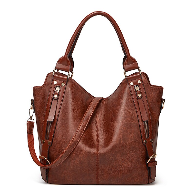 Side-Pocket PU Tote Bag