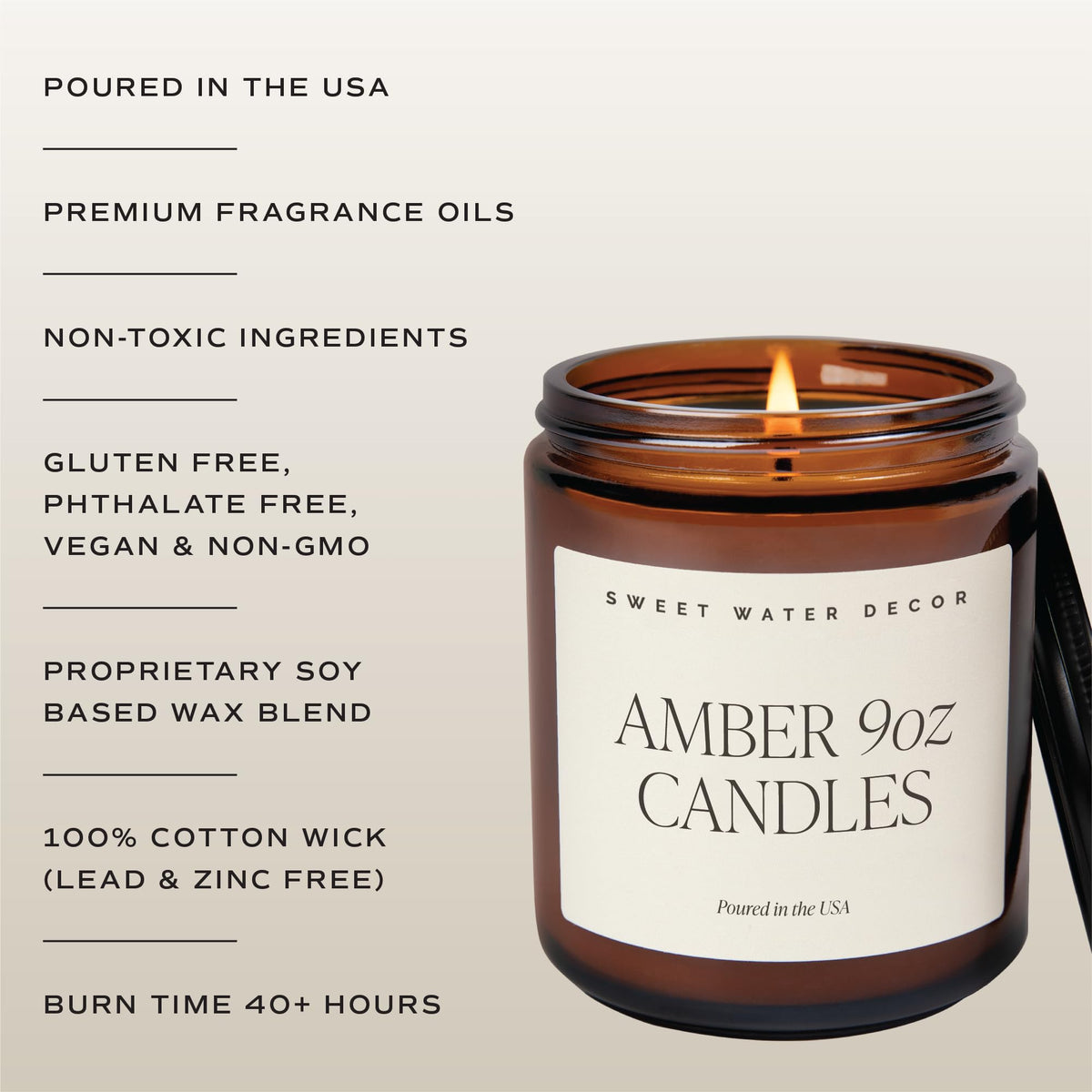 Sweet Water Decor Hello Fall Candle, 9oz Amber Jar, Autumn Scents for Home